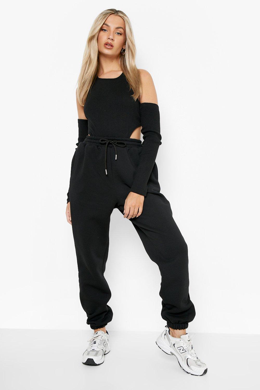 Ribbed Square Neck Bodysuit And Jogger Set