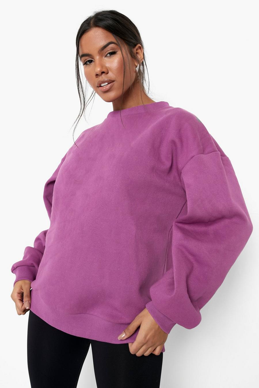 Purple Pleated Sleeve Sweater  image number 1