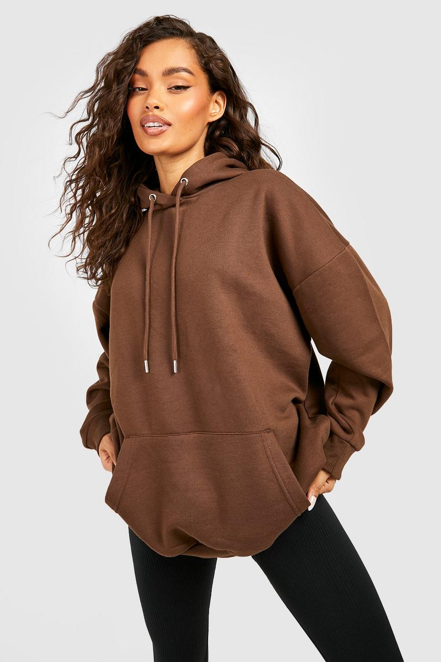 Chocolate Oversized Hoodie With Reel Cotton image number 1