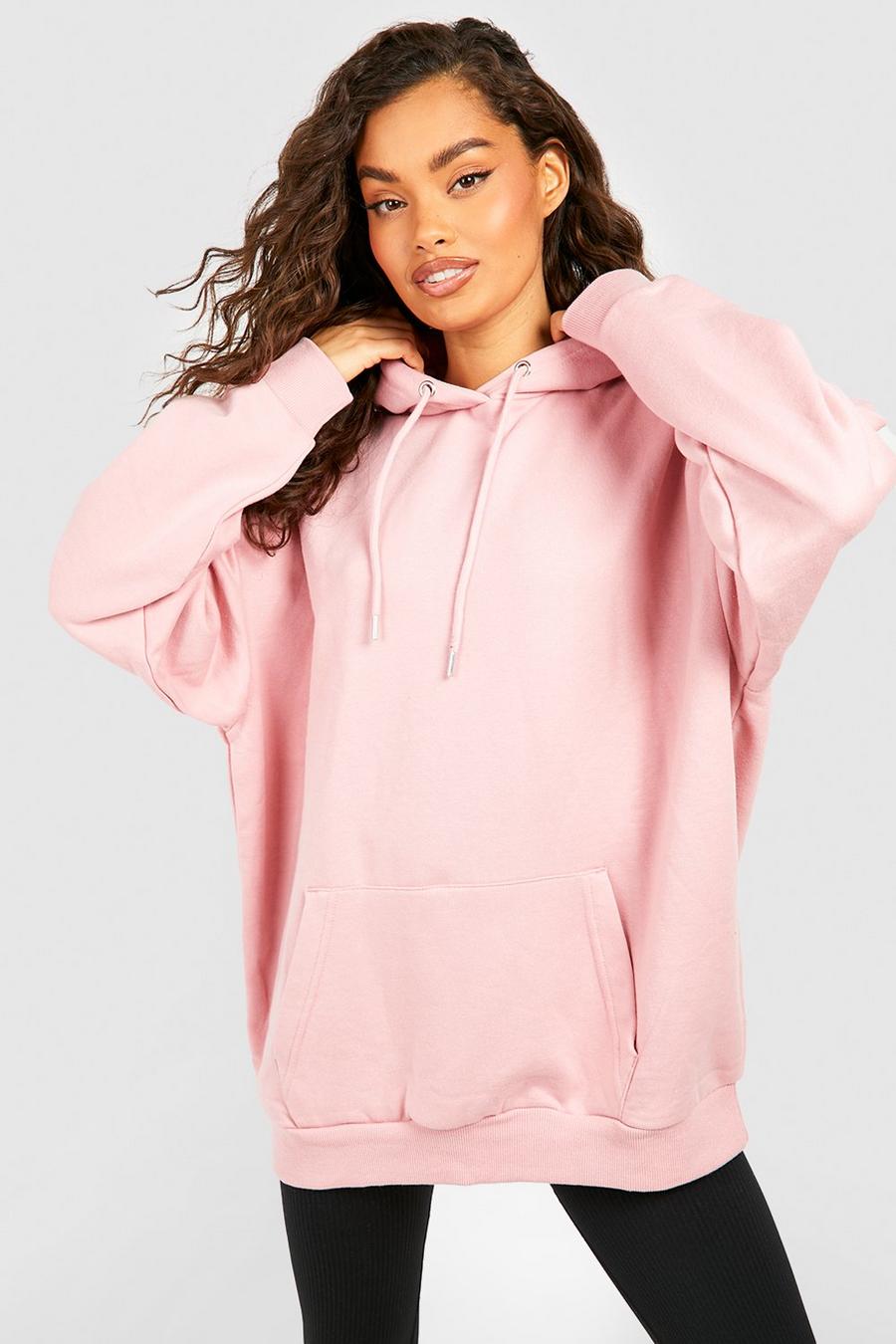 Dusky pink Oversized Hoodie With Reel Cotton image number 1