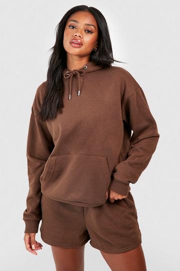 Hooded Short Tracksuit With Reel Cotton chocolate