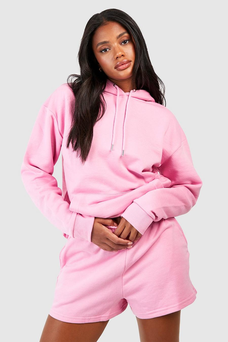 Pink Hooded Short Tracksuit With Reel Cotton image number 1
