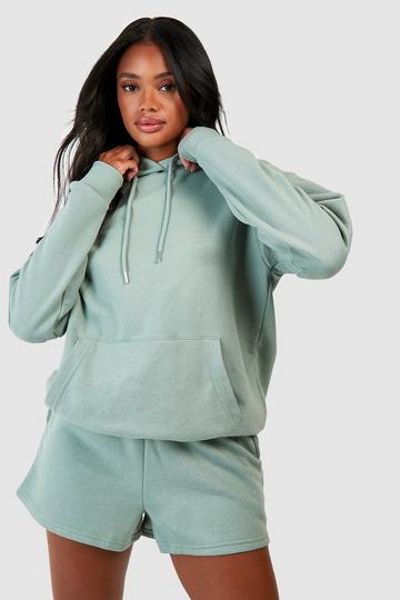 Sage Green Hooded Short Tracksuit with REEL Cotton