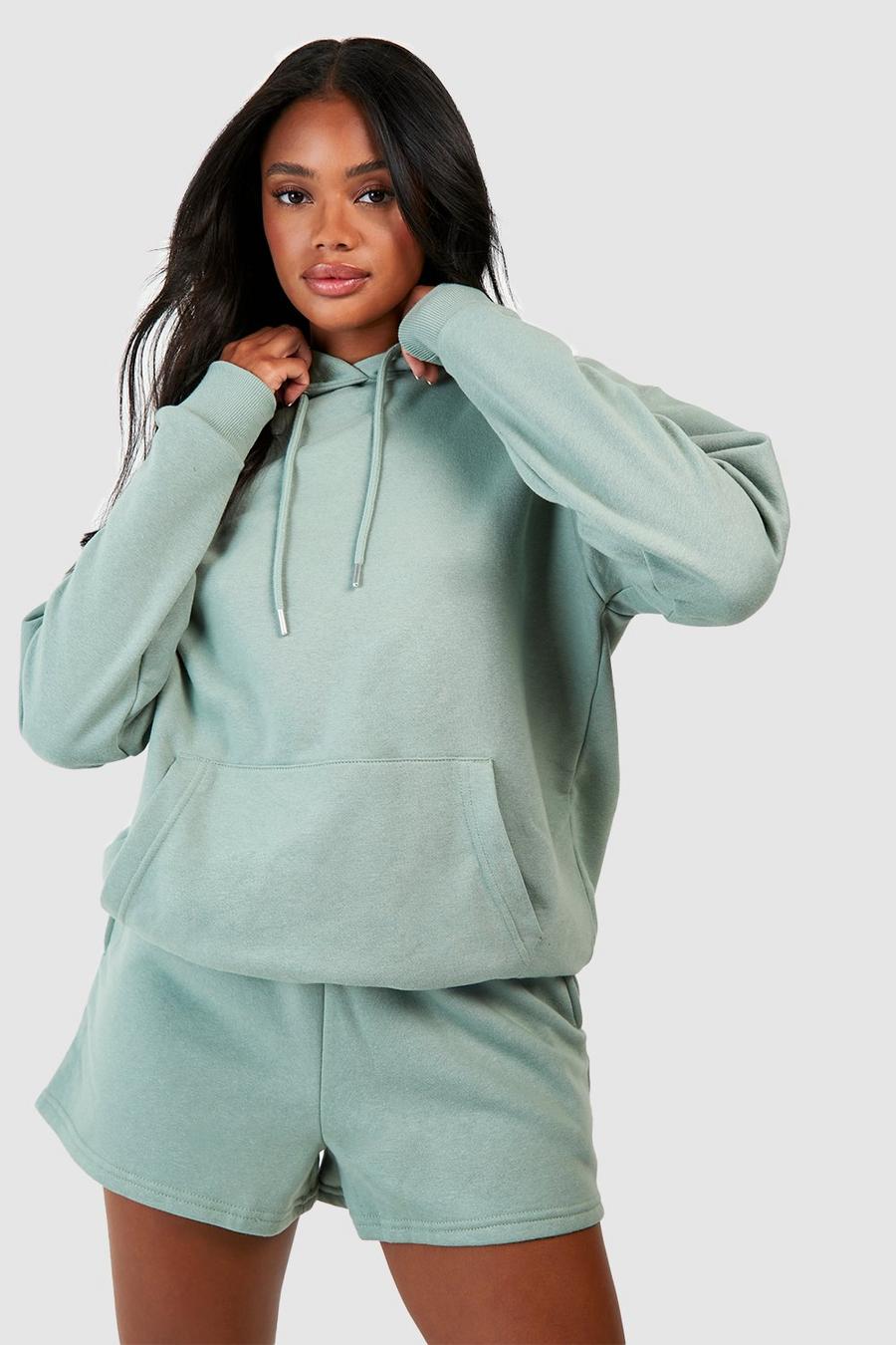 Sage Hooded Short Tracksuit With Reel Cotton image number 1