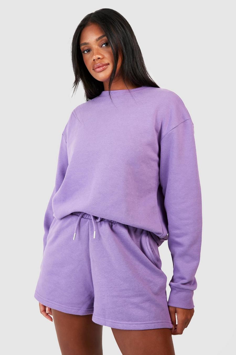 Purple Sweater Short Tracksuit With Reel Cotton image number 1