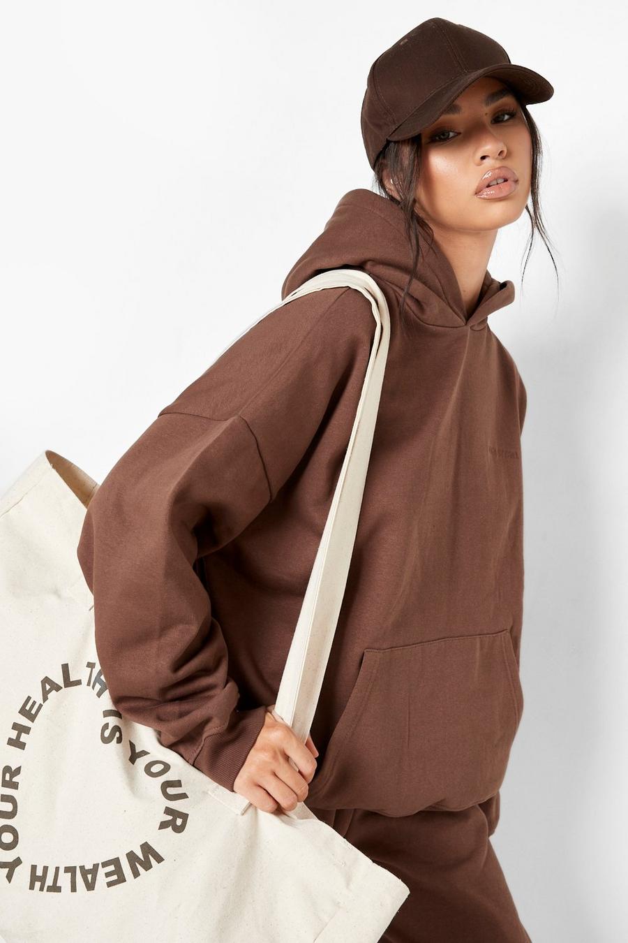 Chocolate Recycled Premium Oversized Hoodie image number 1