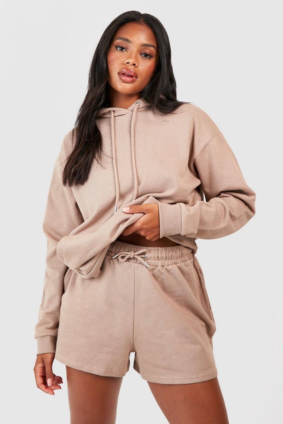 Taupe  Hooded Short Tracksuit  image number 1