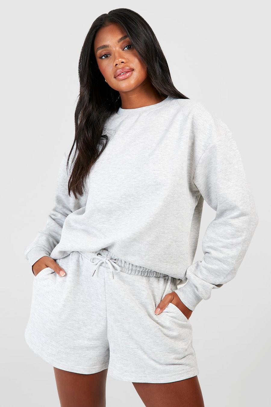 Ash grey Sweater Short Tracksuit With Reel Cotton
