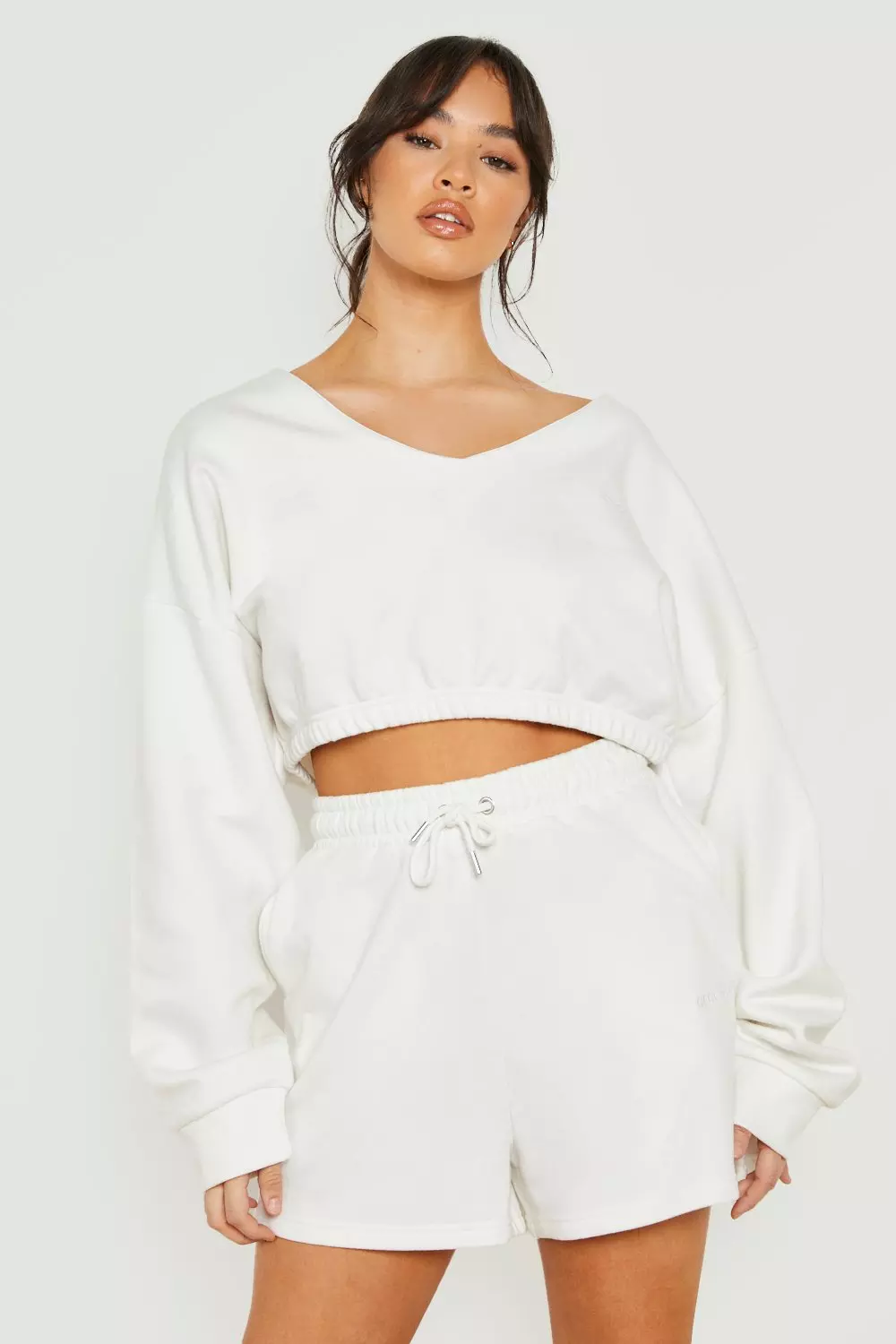 Cropped sweater shop and shorts set