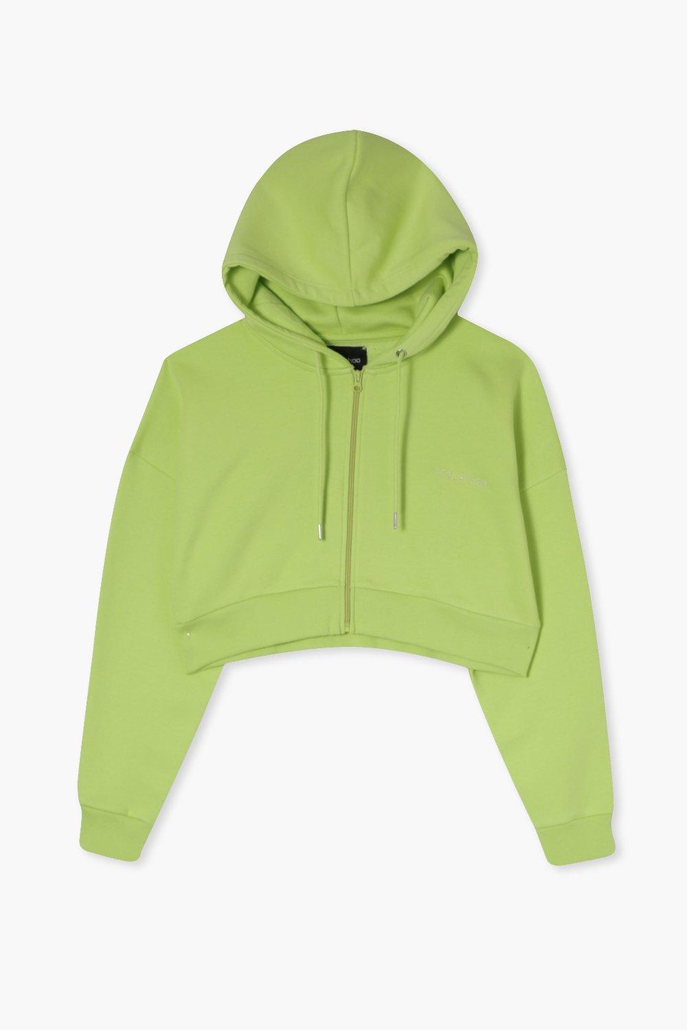 Neon green zip up store top