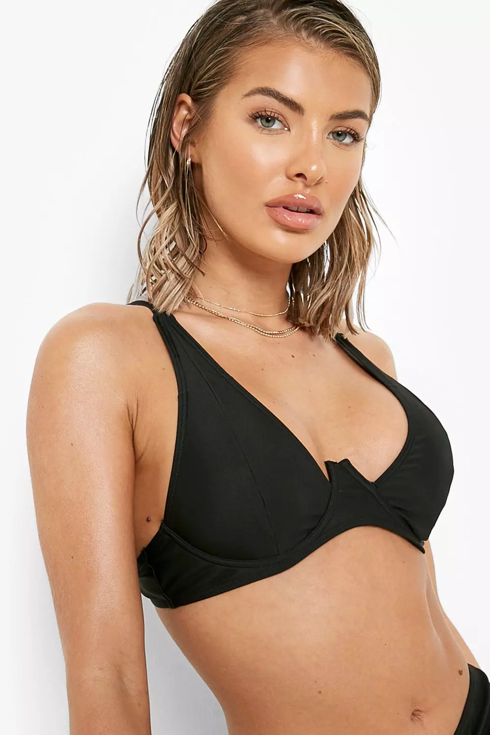 ASOS DESIGN Fuller Bust heart chain underwired bra in black