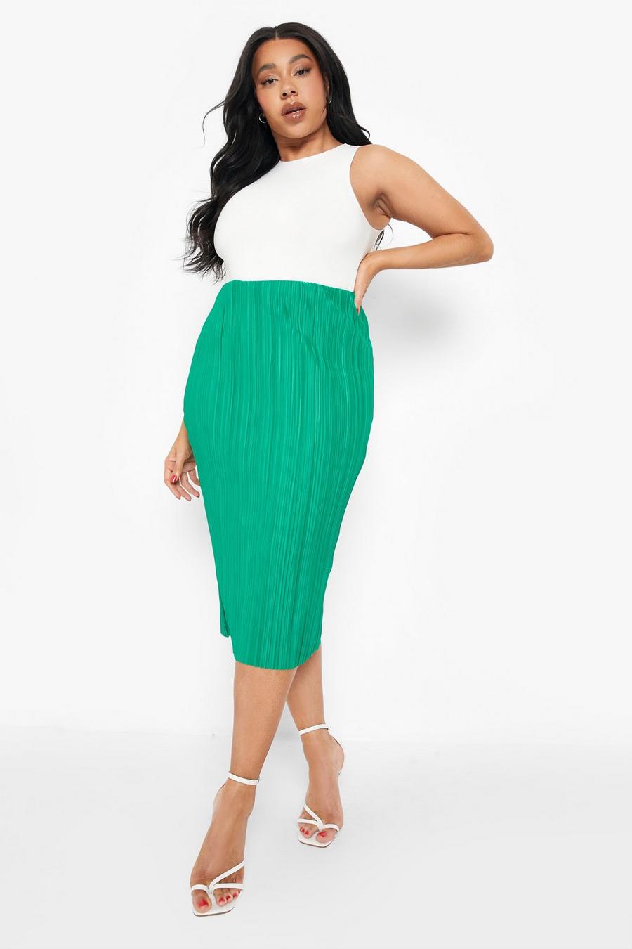 Green Plus Plisse Midi Skirt image number 1