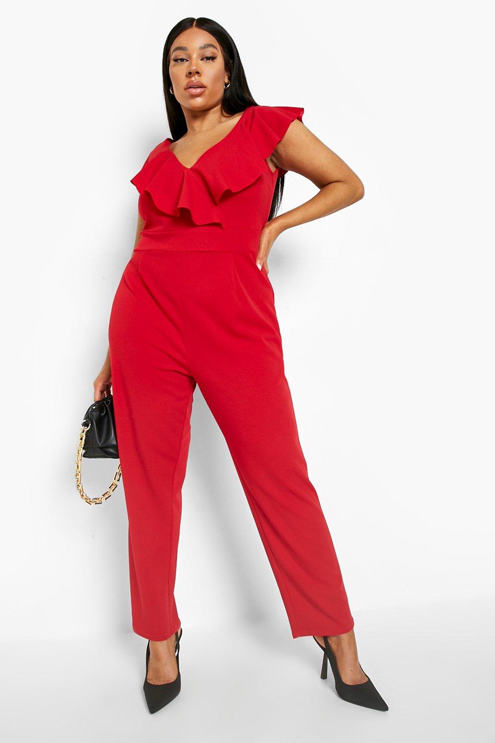 Red jumpsuit plus size