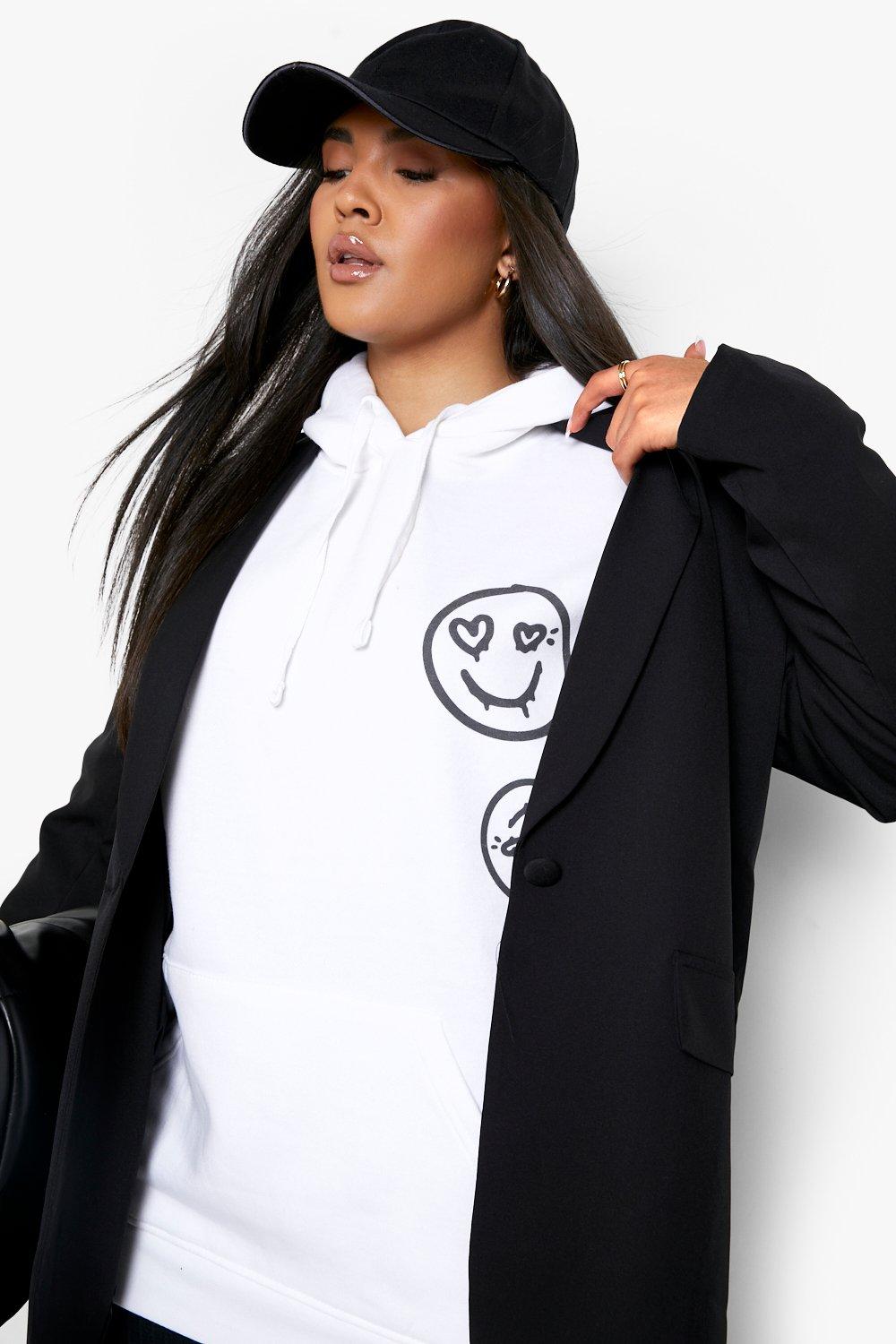 Plus Oversized Smiley Face Hoodie