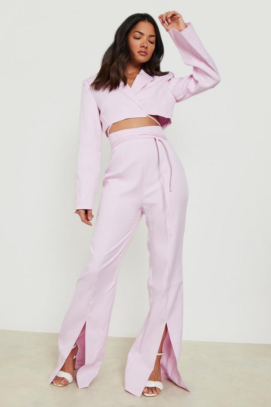 Lilac Split Front Wide Leg Trousers image number 1
