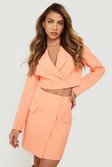 Coral Button Front Tailored Mini Skirt 