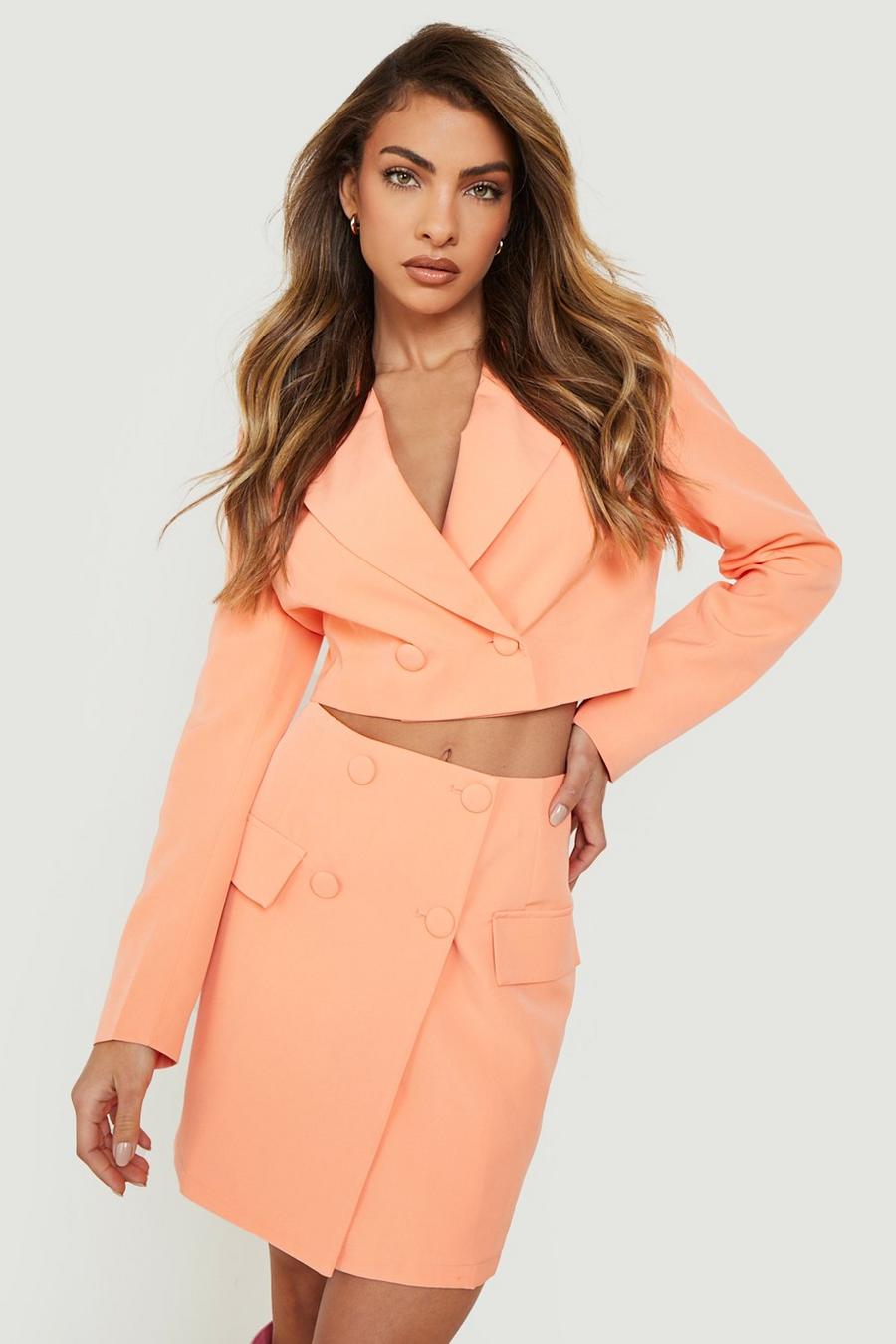 Coral rosa Button Front Tailored Mini Skirt 