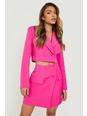 Hot pink Button Front Tailored Mini Skirt 