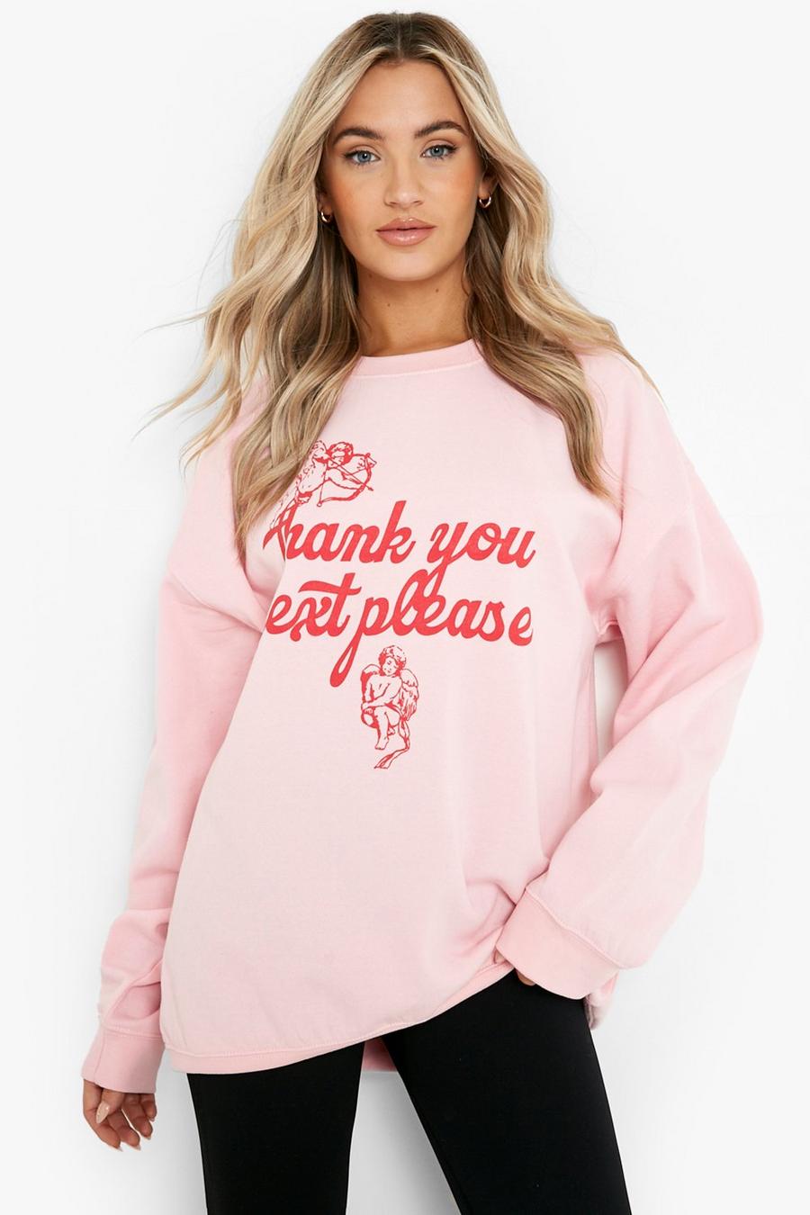 Pink Oversized Thank You Next Trui image number 1