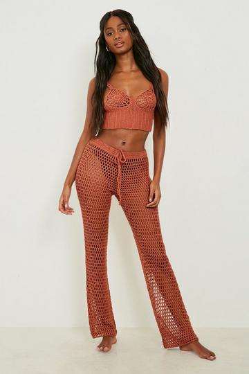 Premium Crochet Corset Top And Trouser Set terracotta