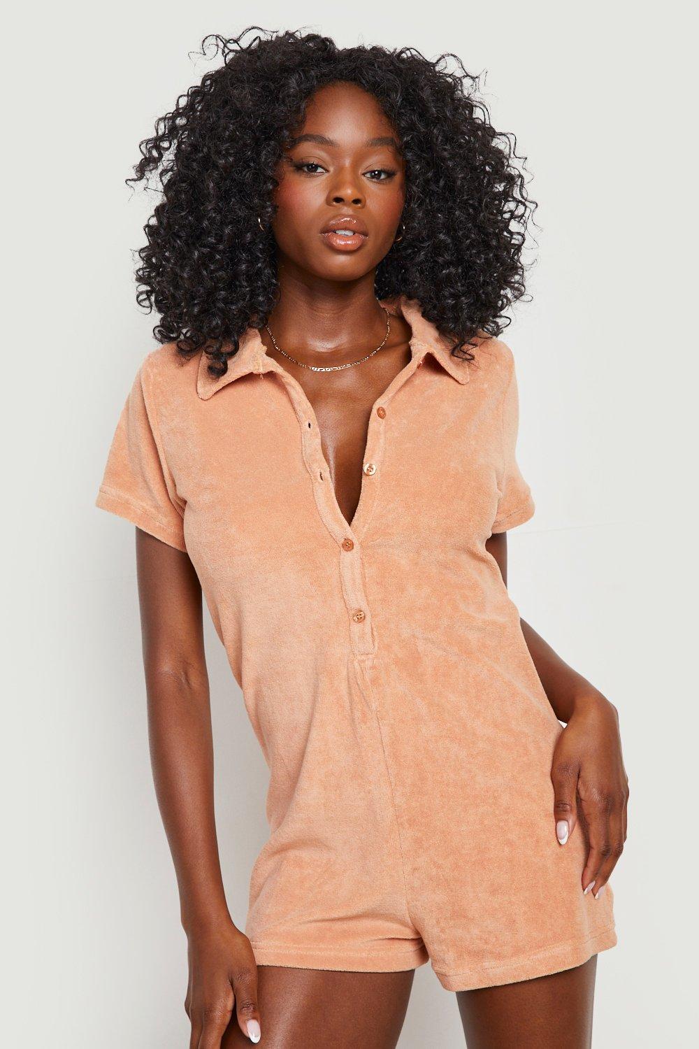 Plus Jersey Knit Asymmetric Beach Romper