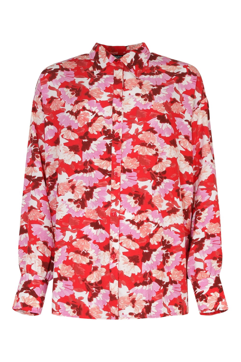 Woven Floral Print Oversized Shirt | boohoo