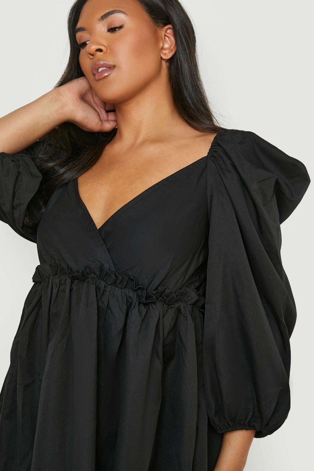 Plus size store puff sleeve dress