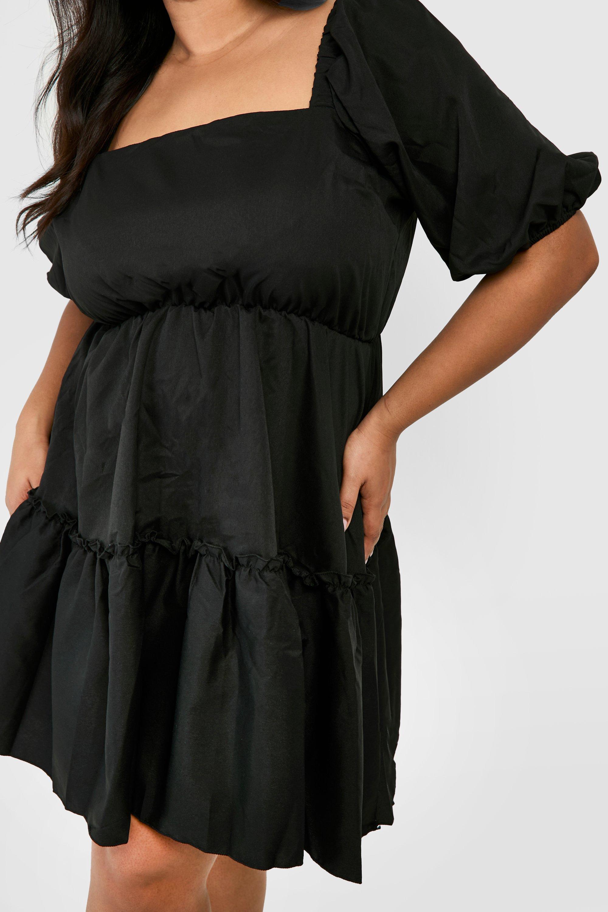 plus size puff sleeve dress