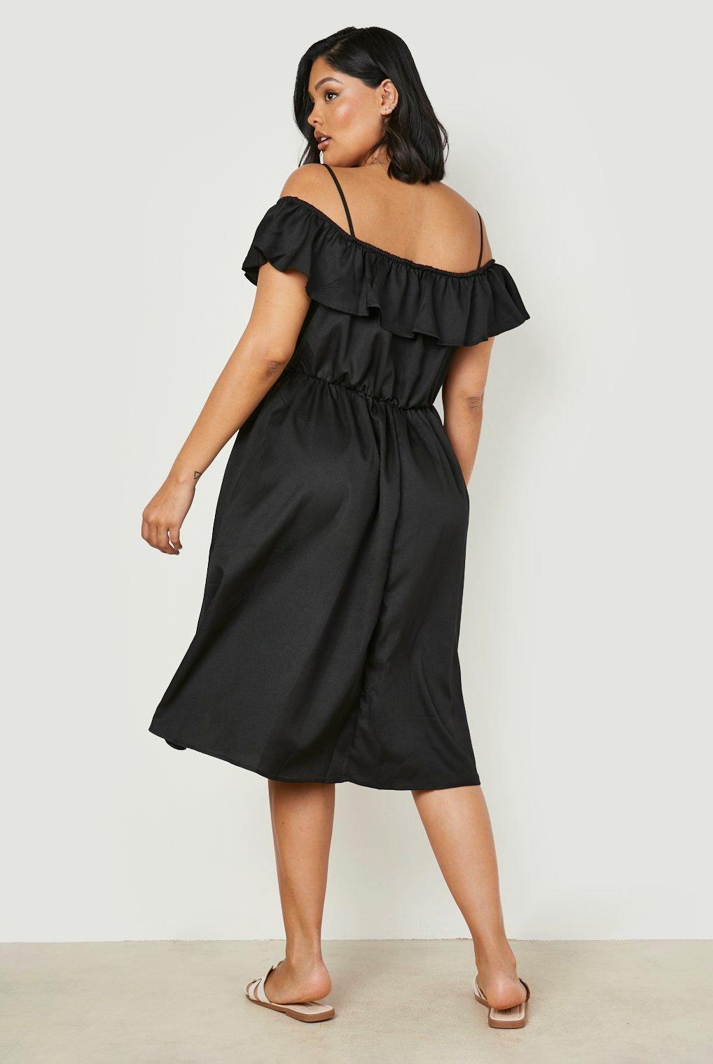 Plus size cold hot sale shoulder dress uk