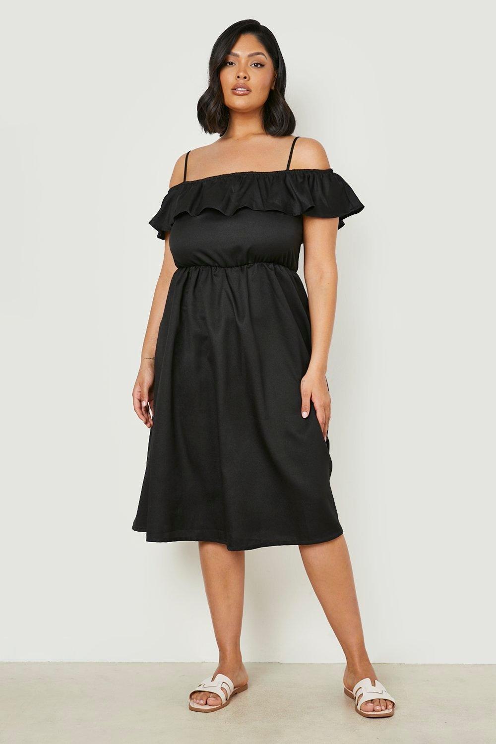 Cold shoulder frill outlet dress