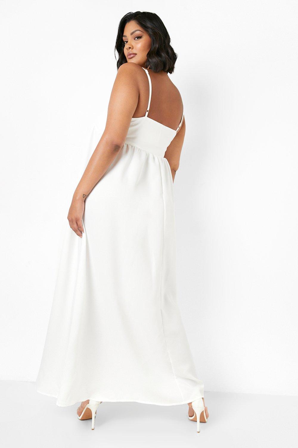 Boohoo white plus size on sale dress