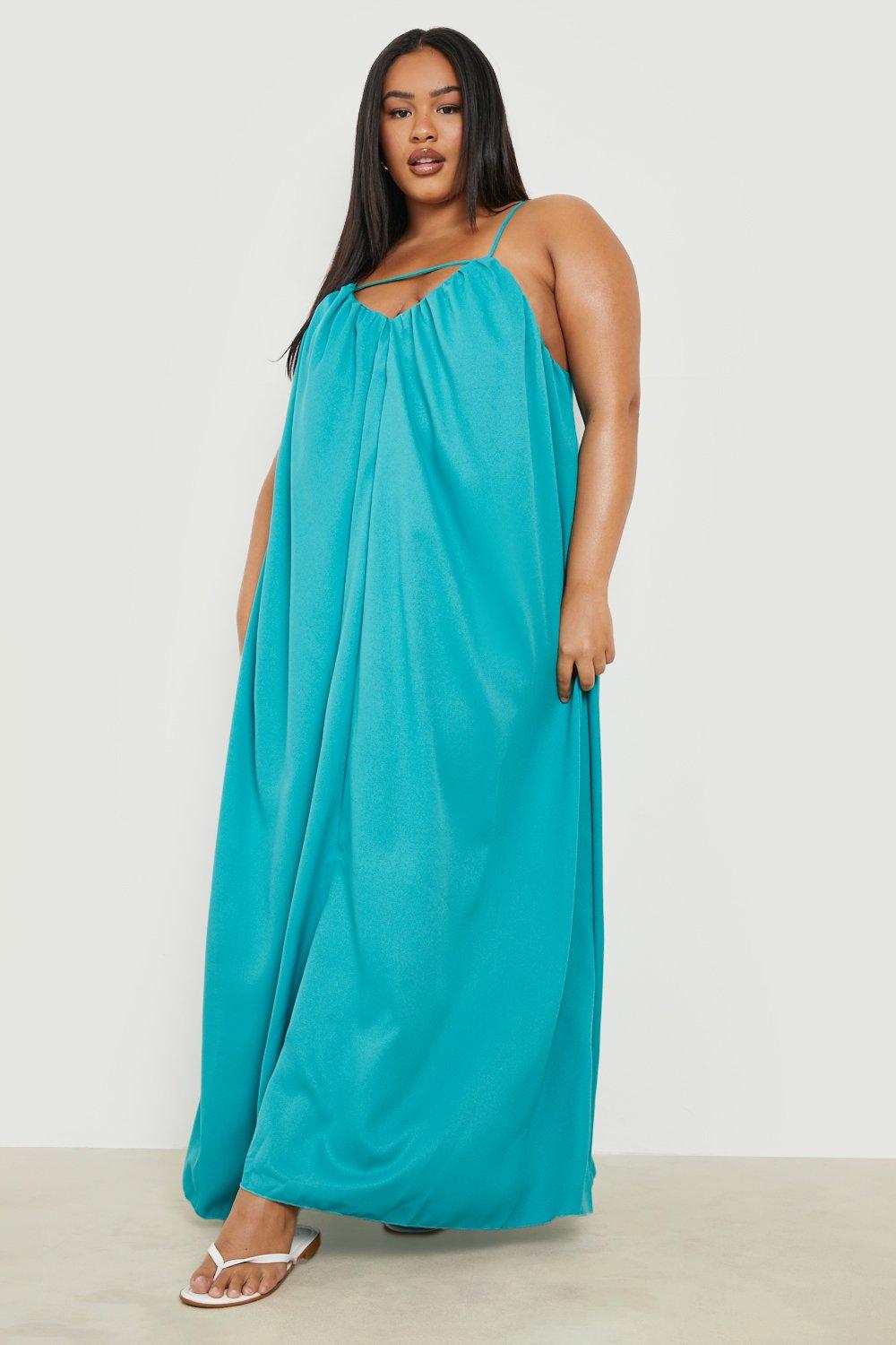 turquoise plus size maxi dress