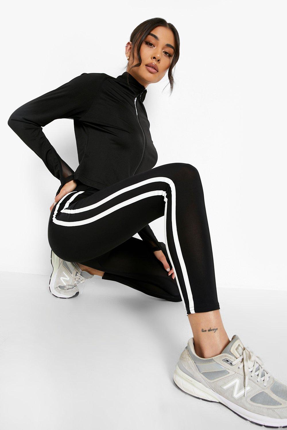 boohoo Lara Fit Side Stripe Running Leggings | Debenhams
