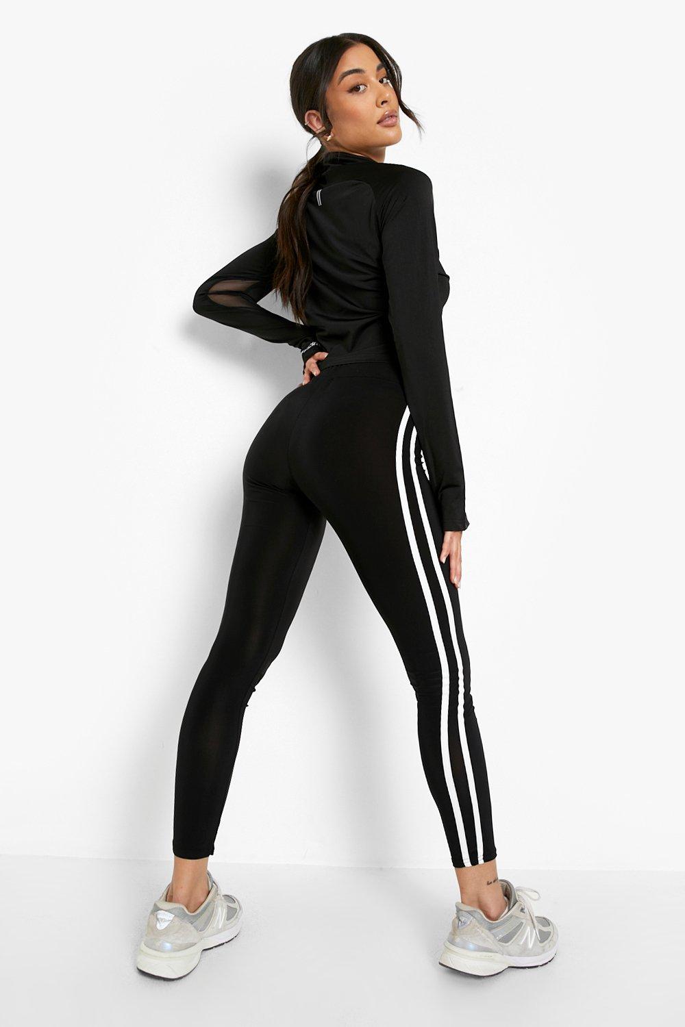 Sport Leggings - Side Stripe - Black