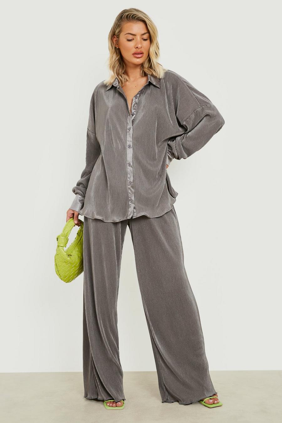 Pantaloni Premium plissettati con fondo a zampa, Grey image number 1