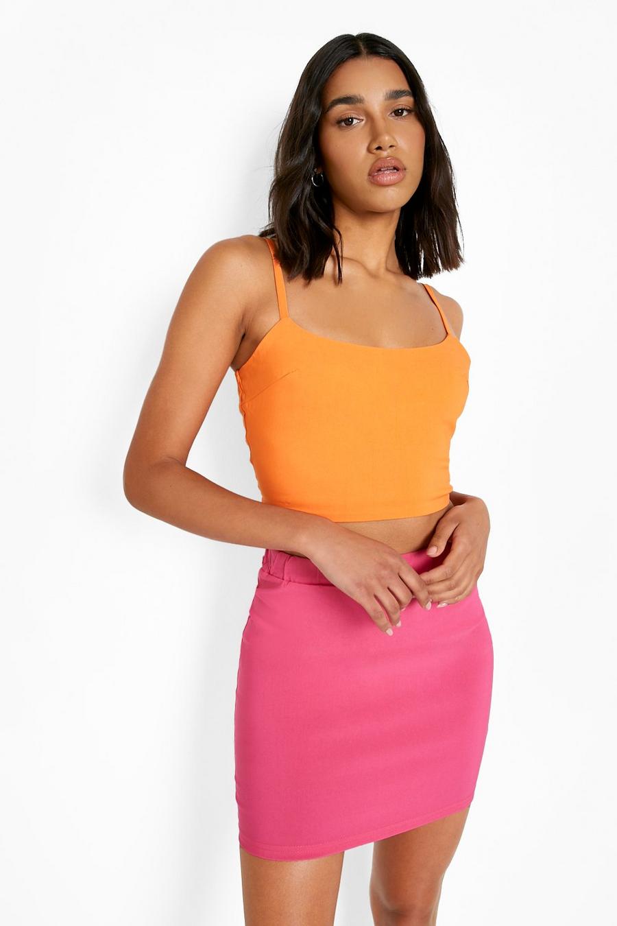 Ensemble effet color block avec crop top et mini-jupe, Hot pink