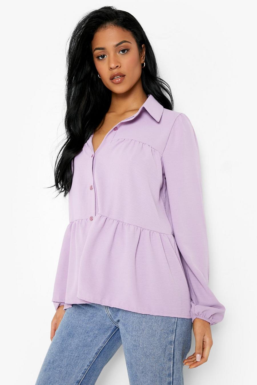 Lilac purple Tall Tiered Smock Shirt