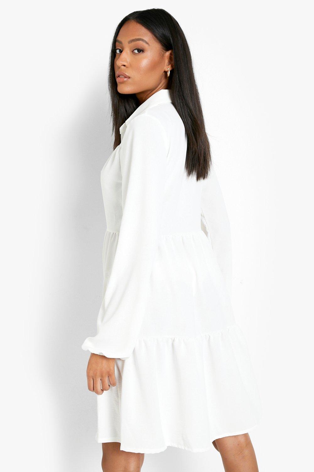 White tiered hot sale shirt dress