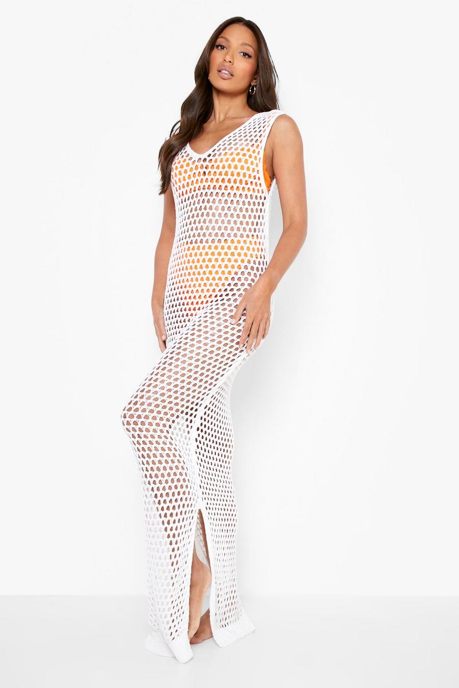 Ivory blanc Tall Crochet Beach Maxi Dress