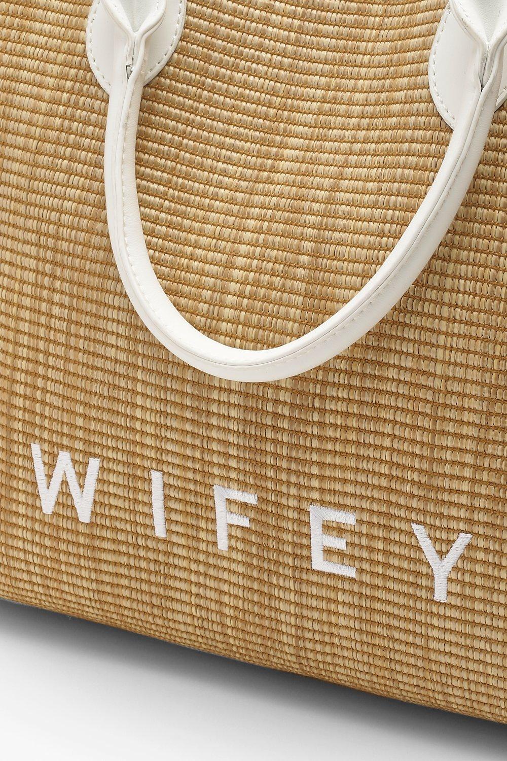 Boohoo Wifey Raffia Clutch