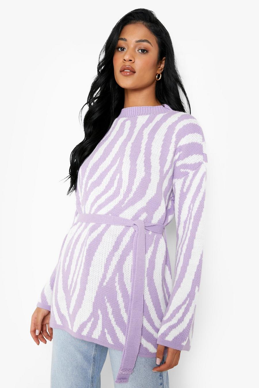 Lilac Tall Zebra Oversized Sweater image number 1