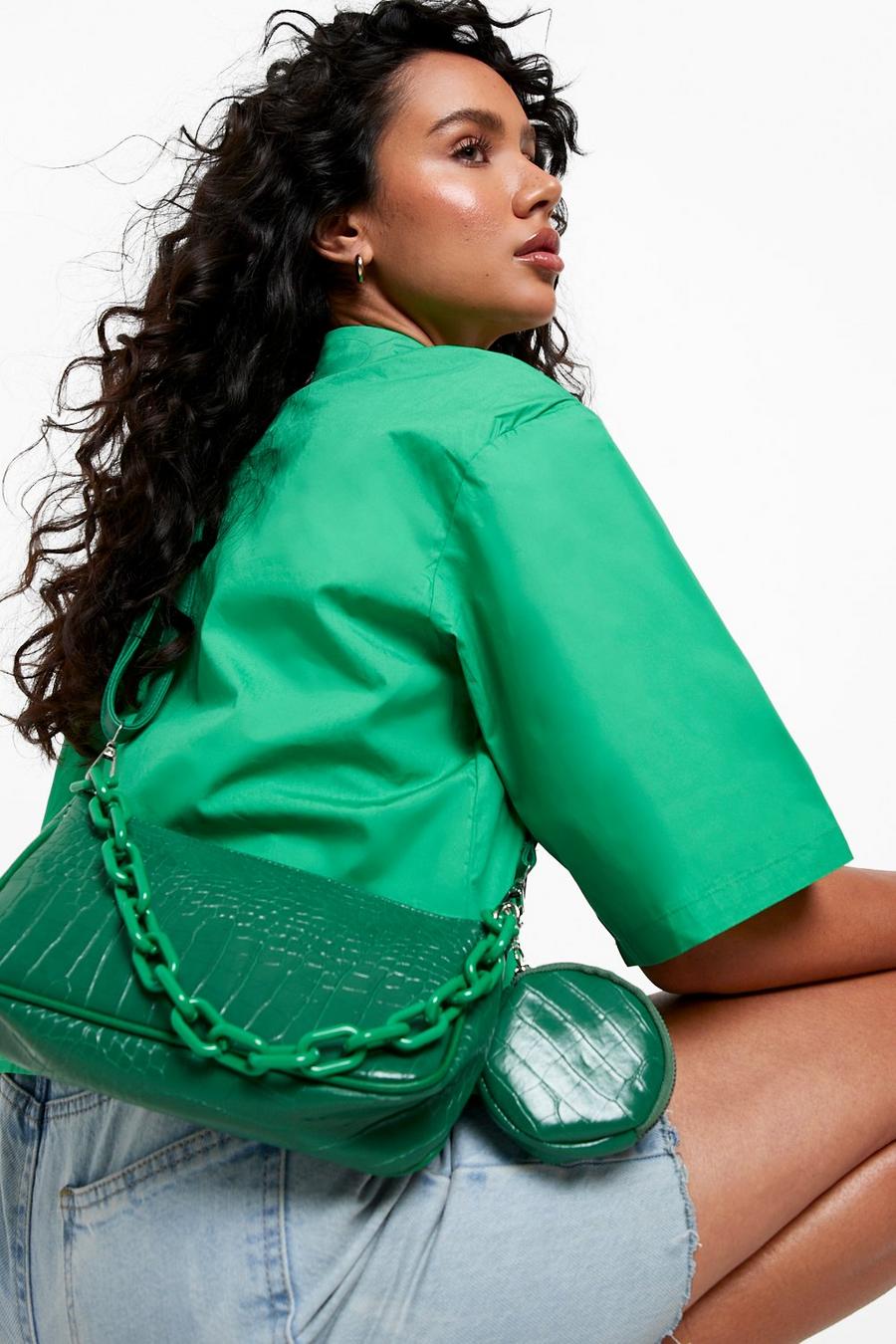 Green Chain Multi Pouch Crossbody Grab Bag  image number 1