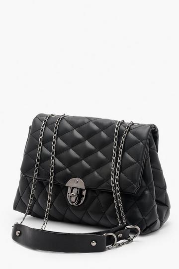 Quilted Chain Cross Body Bag black