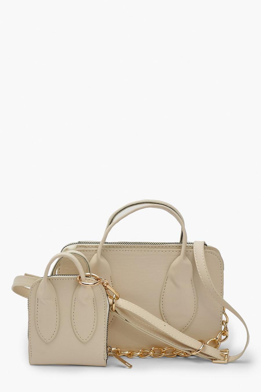 Cream Double Pouch Cross Body Bag image number 1