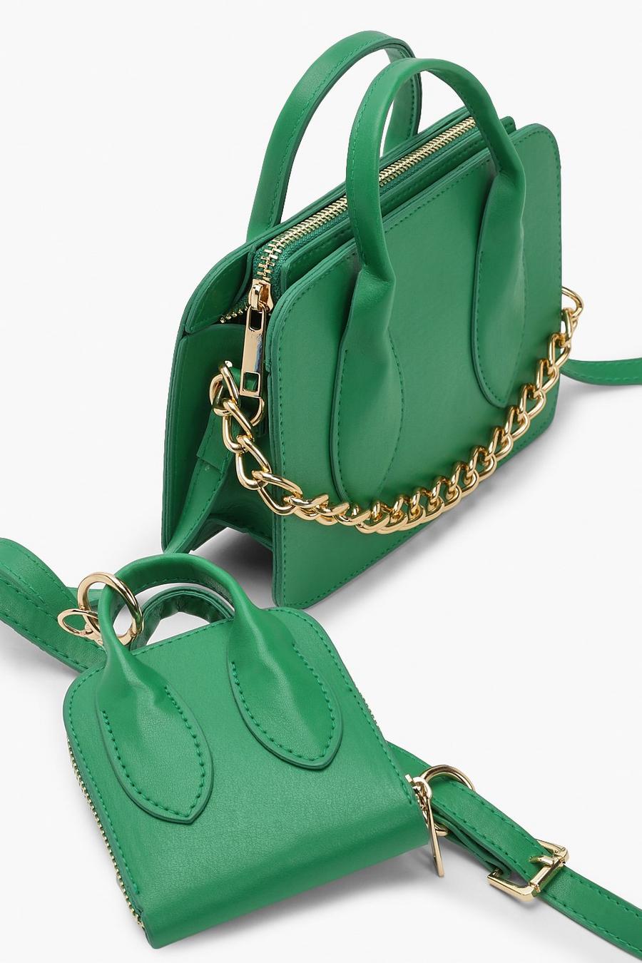 Green Double Pouch Cross Body Bag image number 1