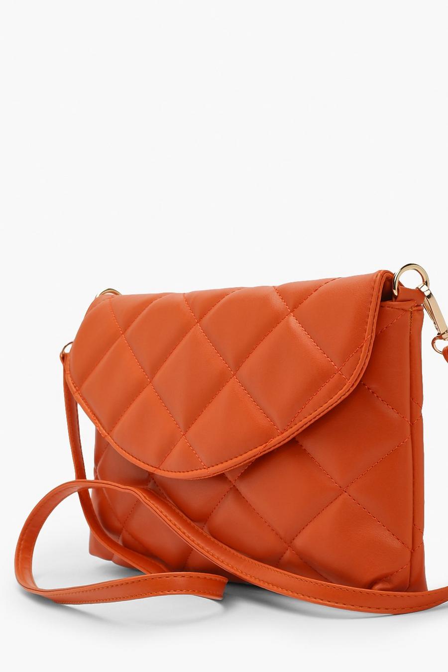 Orange Quilted Clutch Bag image number 1