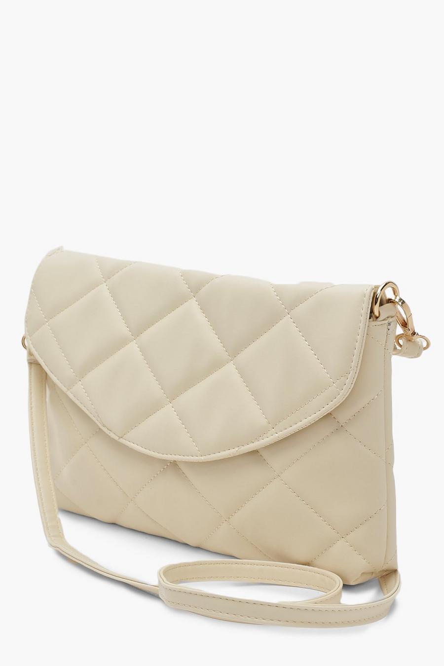 Cream Quilted Clutch Bag image number 1