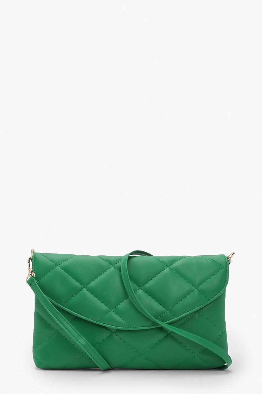 Green grön Quilted Clutch Bag image number 1