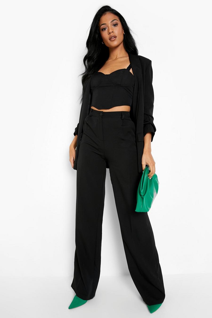 Black Tall Wide Leg Pressed Tailored Trouser
