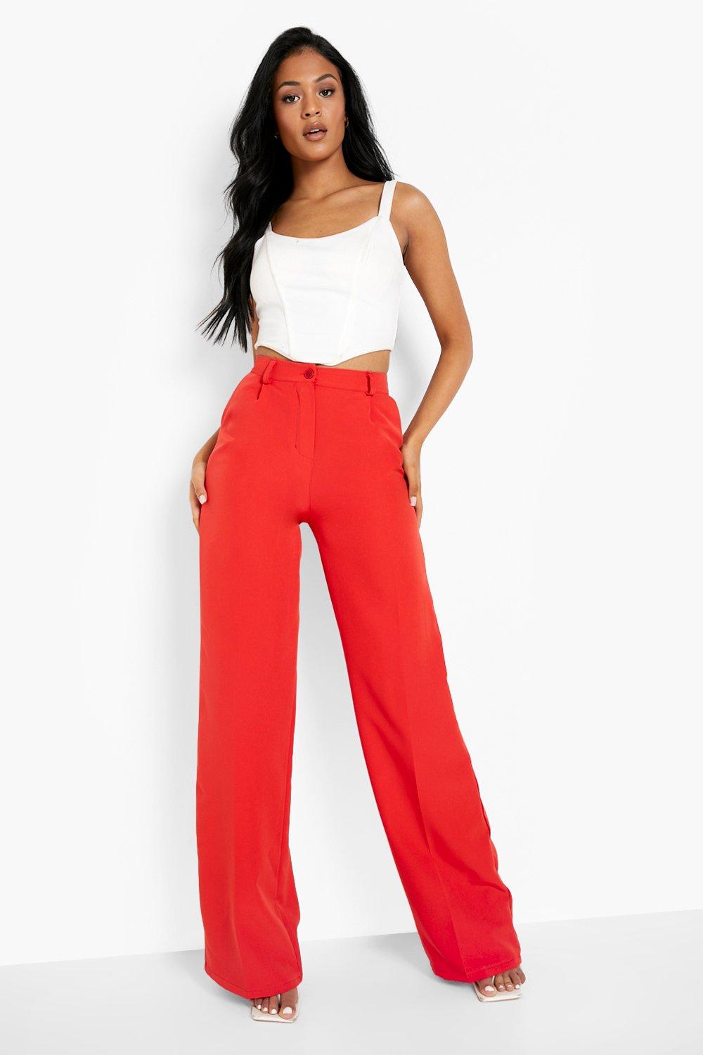 High-waist Dress Pants - Red - Ladies